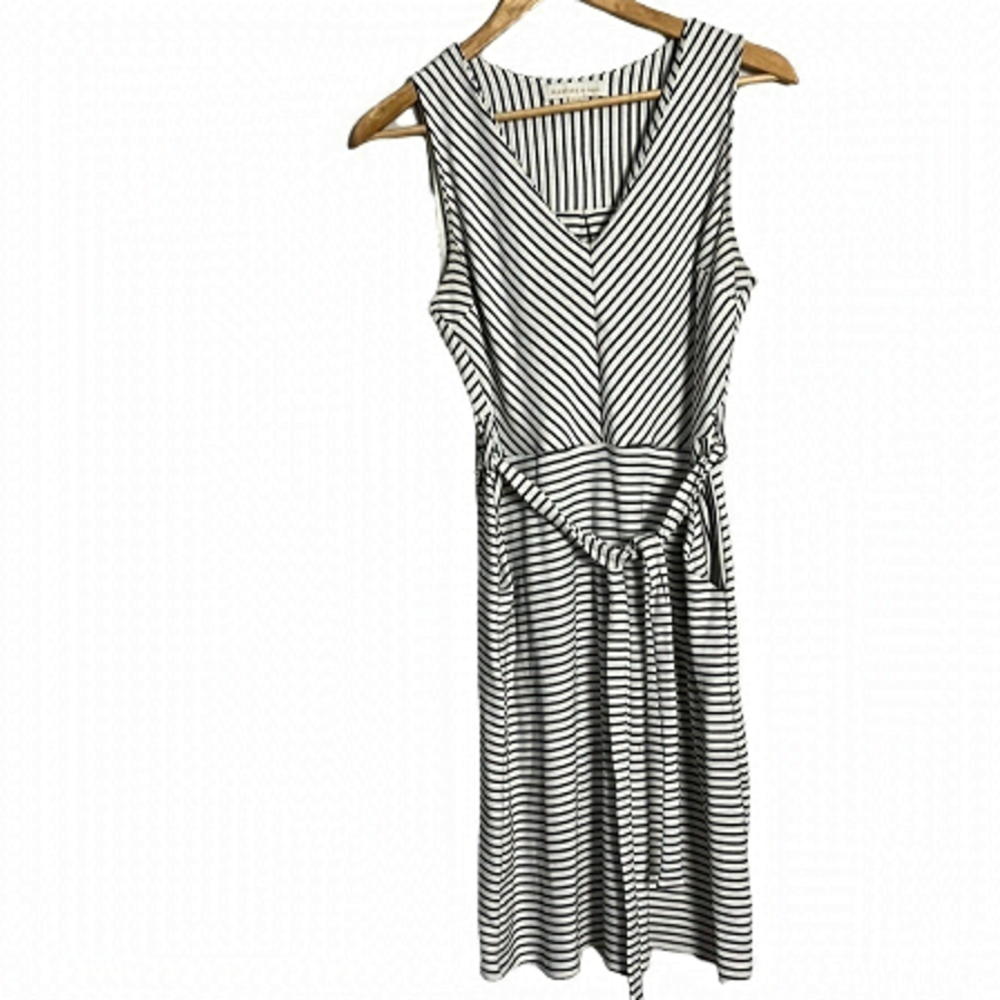 Monteau cream and black striped dress size medium